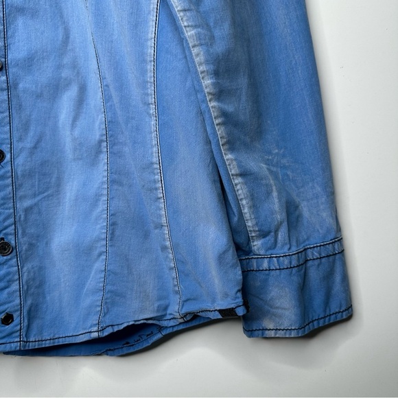 Buckle Black Vintage Blue Memphis Standard Stretch Shirt Size Large - Picture 5 of 10